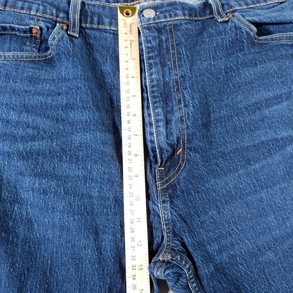 Levi's 505 Regular Fit Jeans Mens 42x32 Blue Dark Wash‎ Straight Leg Denim